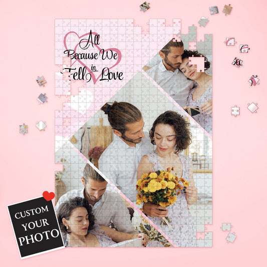 Custom Photo Puzzle Valentines Gift Couple Monogram Holiday Puzzle