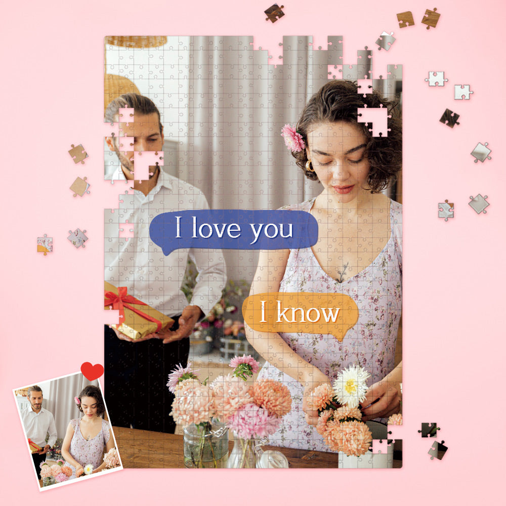 Custom Photo Puzzle Valentines Gift for Her I Love You Text Puzzle