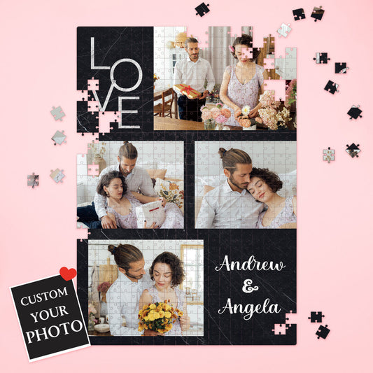 Custom Name and Photo Puzzle Valentines Gift Marbled Love Puzzle