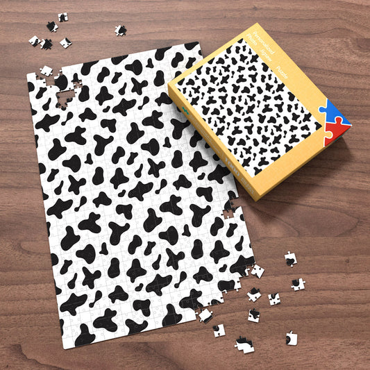 Cow Print Puzzle Classic Black and White Puzzle Gift for Her / Him