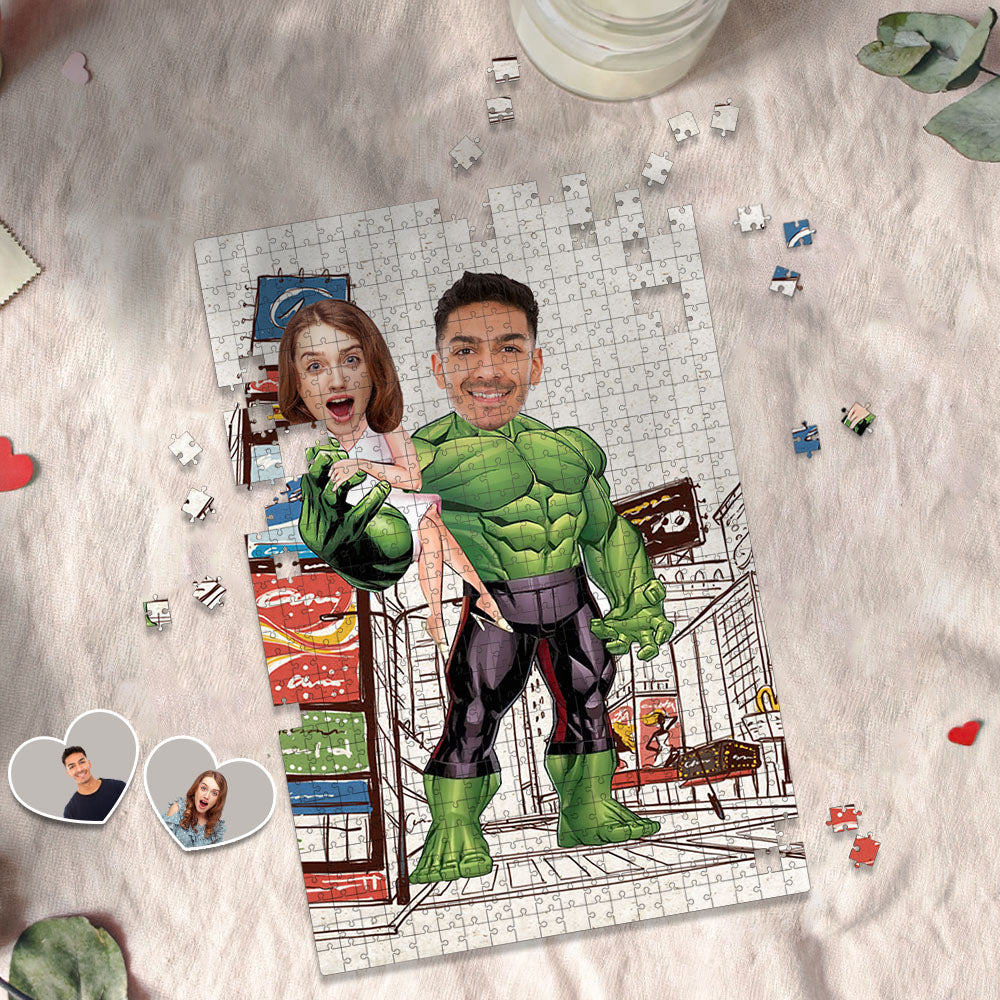 Personalized Minime Puzzle Valentines Custom Hulk Face Puzzle Lovers Gifts