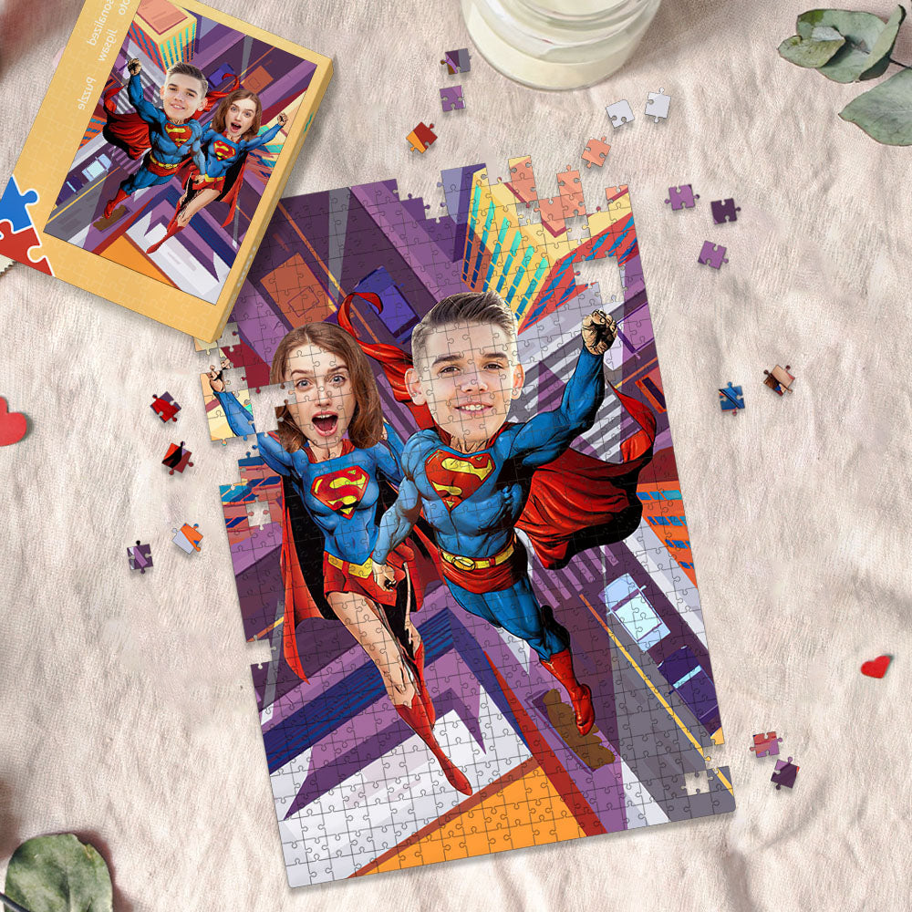 Custom Face Minime Puzzle Couples Superman Puzzle Valentines Puzzle Gifts