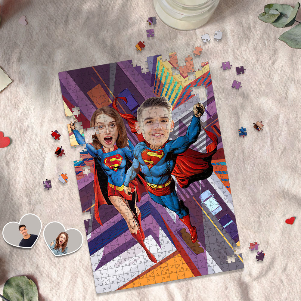 Custom Face Minime Puzzle Couples Superman Puzzle Valentines Puzzle Gifts