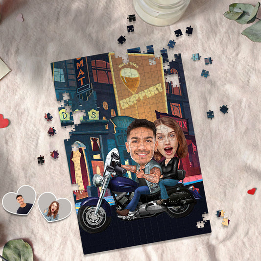 Custom Face Minime Puzzle Personalized Harley Motorcycle Puzzle Gifts