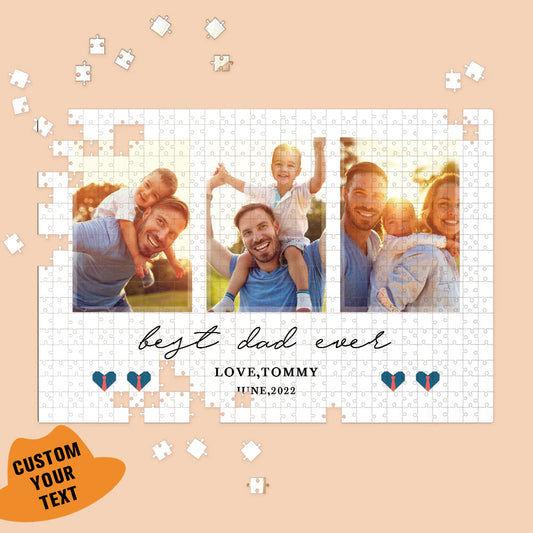 Father's Day Gift Custom Jigsaw Puzzle with Text Gift for Father's Day Best Dad Ever Gift for Dad