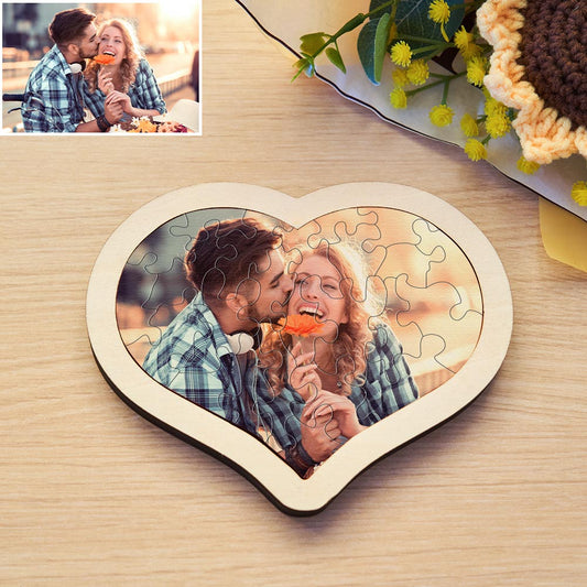 Personalized Photo Wooden Puzzle Heart-shaped Puzzle Valentine's Day Gifts