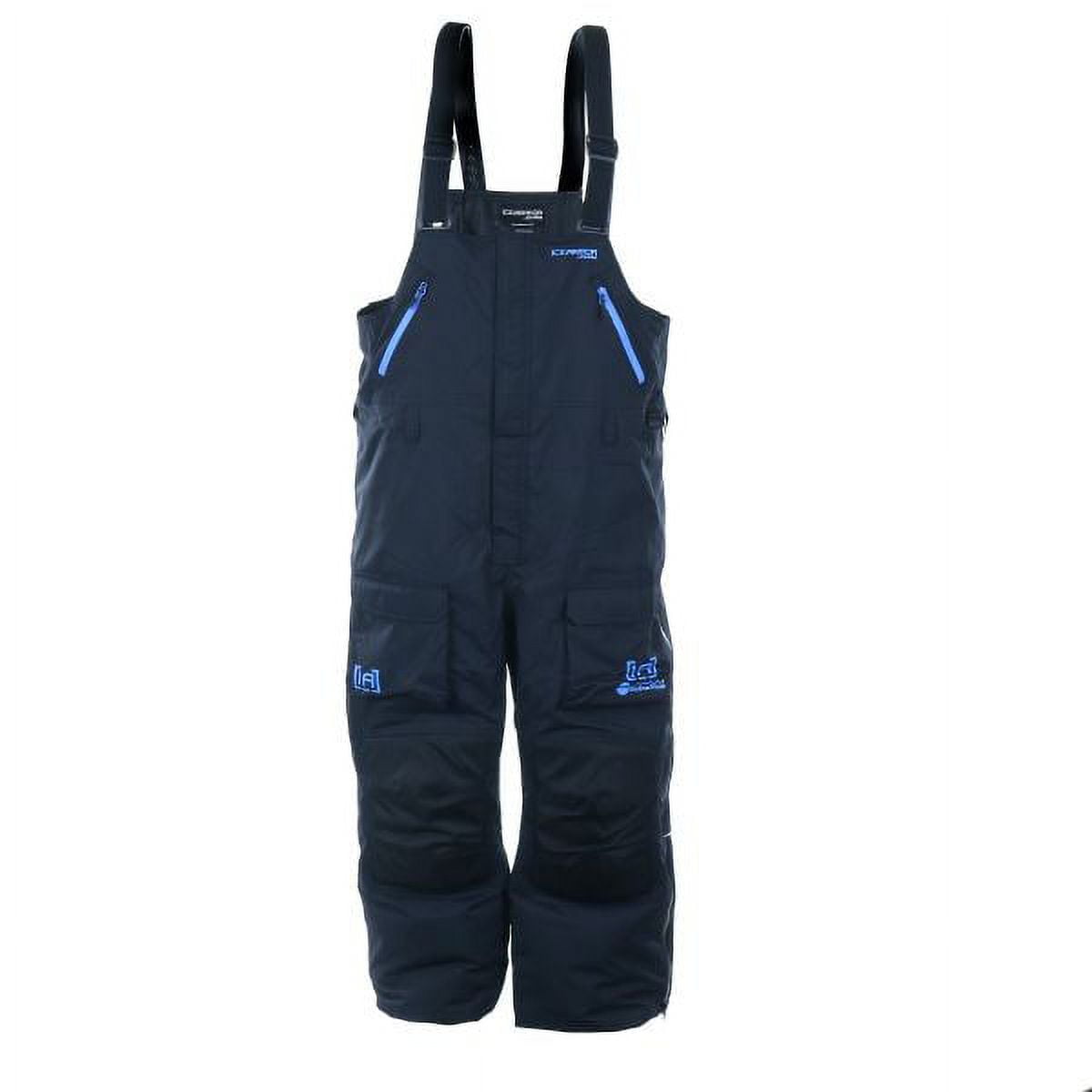 Clam Ice Armor Rise Float Bib Black/Blue Zips - Lg