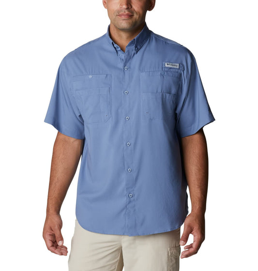Columbia Men's PFG Tamiami Ii UPF 40 Small Short Sleeve Fishing Shirt Blue Stone