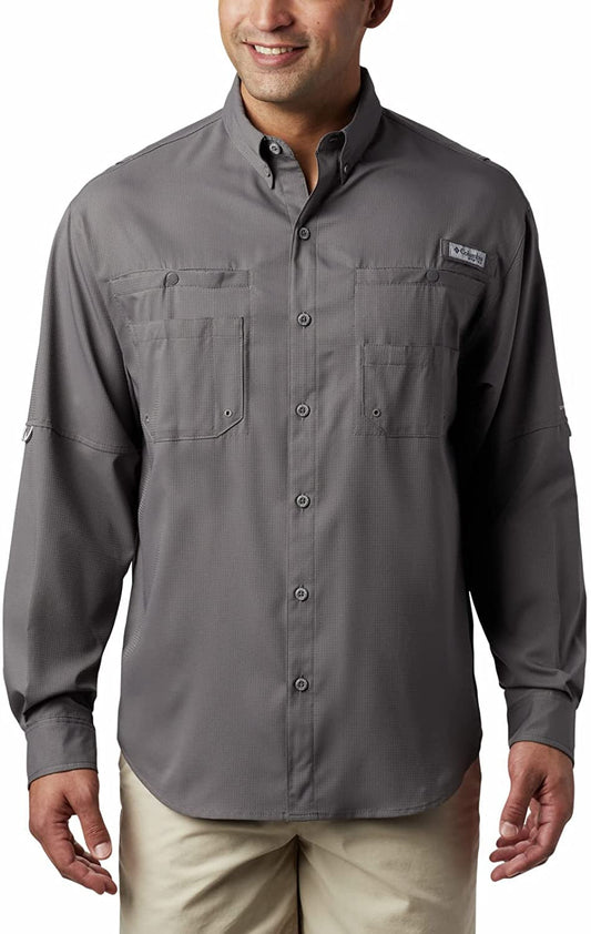 Columbia Mens PFG Tamiami II UPF 40 Long Sleeve Fishing Shirt City Grey 1X