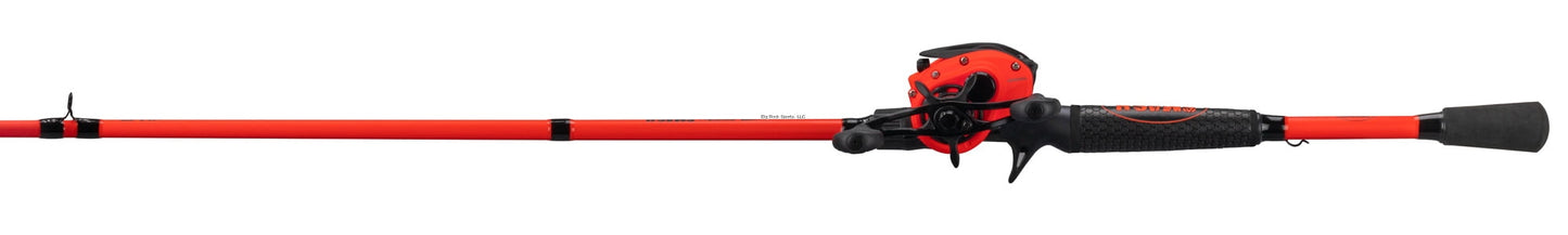 Lew's Mach Smash Baitcast Reel and Fishing Rod Combo, 6-Foot 10-Inch 1-Piece IM6 Graphite Blank Rod, Left-Hand Retrieve, Medium-Heavy Power Fast Action, Fluorescent Red/Black