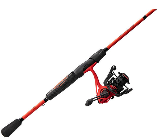 Lew's Mach Smash Spinning Reel and Fishing Rod Combo, 6-Foot 6-Inch 1-Piece Rod, Size 30 Reel, Black/Red