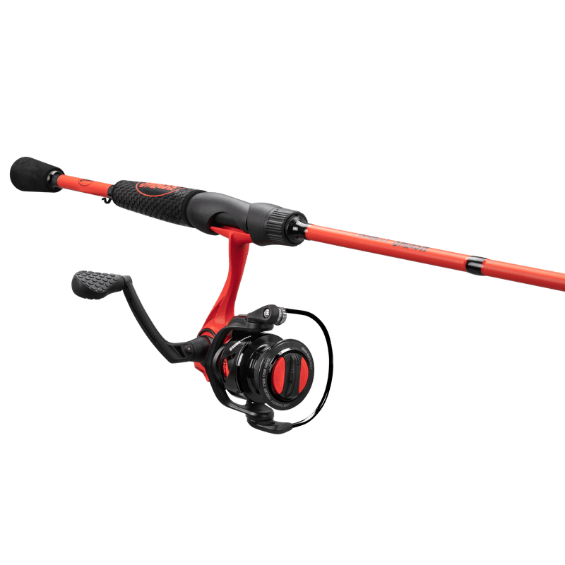Lew's Mach Smash Spinning Reel and Fishing Rod Combo, 6-Foot 6-Inch 2-Piece Rod, Size 20 Reel, Black/Red