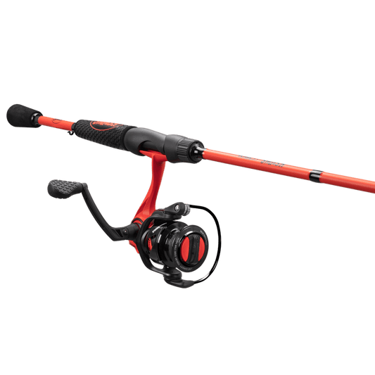 Lew's Mach Smash Spinning Reel and Fishing Rod Combo, 6-Foot 6-Inch 2-Piece Rod, Size 20 Reel, Black/Red