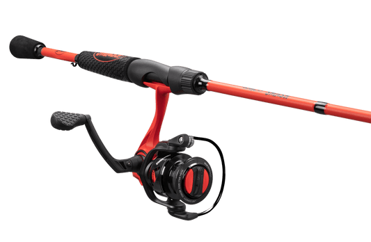 Lew's Mach Smash Spinning Reel and Fishing Rod Combo, 6-Foot 6-Inch 2-Piece Rod, Size 30 Reel, Black/Red