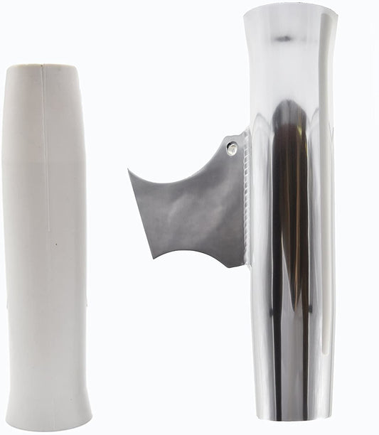 MARINE CITY Aluminum Flared Weld-on White Vinyl Insert Fishing Rod Holder L: 10 Inches Dia.:1-7/8 Inches 1-Pcs