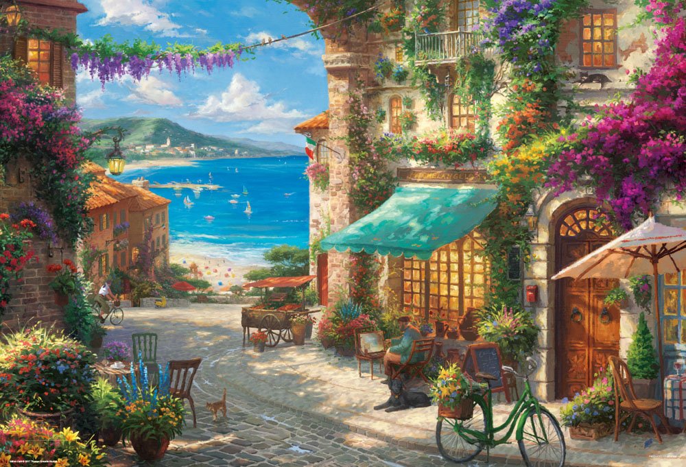 BEVERLY 31-480 Jigsaw Puzzle Thomas Kinkade Italian Cafe In Sicily 1000 Pieces