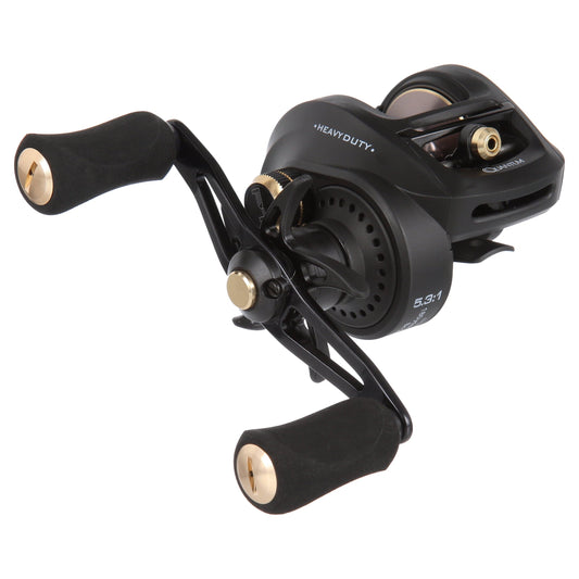 Quantum Smoke HD Baitcast Fishing Reel, Size 200 Reel, Right-Hand Retrieve, Continuous Anti-Reverse Clutch, Large EVA Handle Knobs, 5.3:1 Gear Ratio, Black