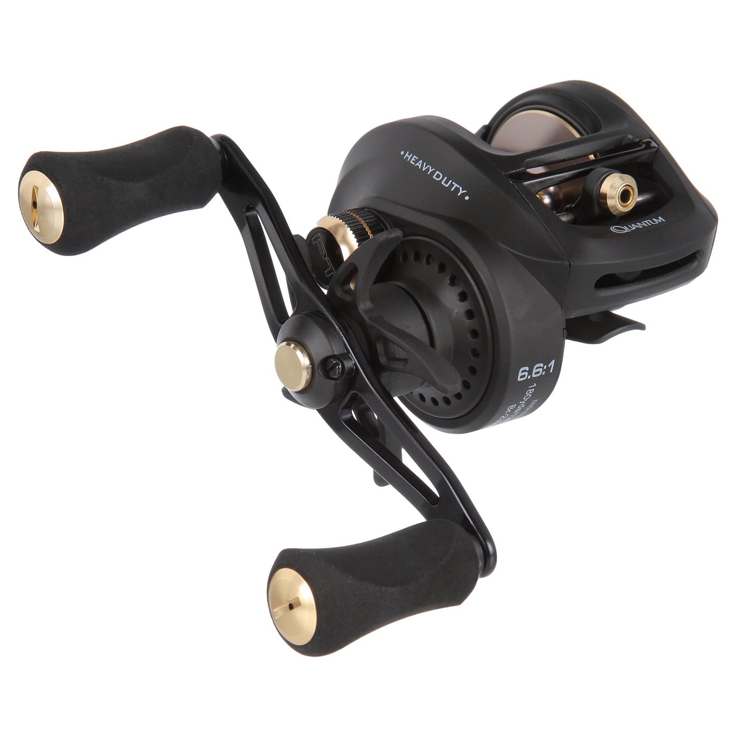Quantum Smoke HD Baitcast Fishing Reel, Size 200 Reel, Right-Hand Retrieve, Continuous Anti-Reverse Clutch, Large EVA Handle Knobs, 6.6:1 Gear Ratio, Black