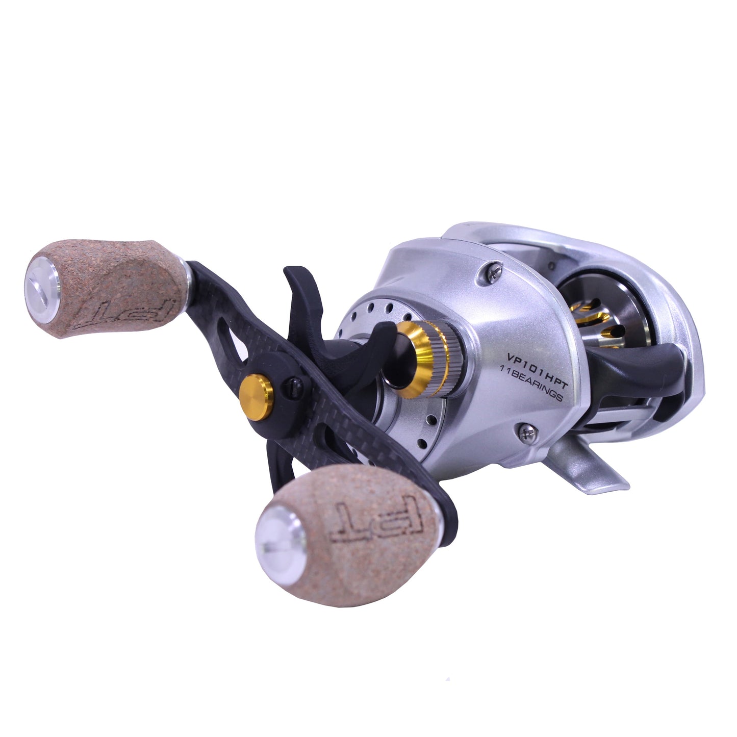 Quantum Vapor Baitcast Fishing Reel, Size 100 Reel, Left-Hand Retrieve, Silver