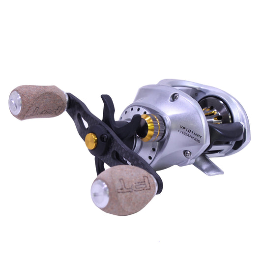 Quantum Vapor Baitcast Fishing Reel, Size 100 Reel, Left-Hand Retrieve, Silver