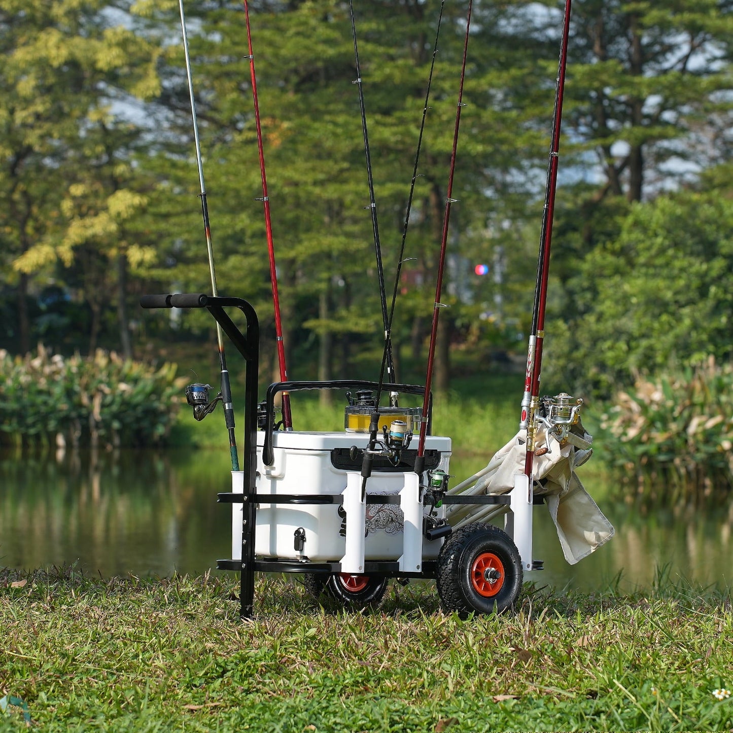 SKYSHALO Beach Fishing Cart Fishing Trolley 200 lbs with Balloon Tires for Sand