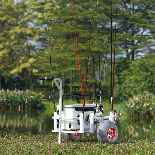 SKYSHALO Beach Fishing Cart Fishing Trolley 300 lbs with Balloon Tires for Sand