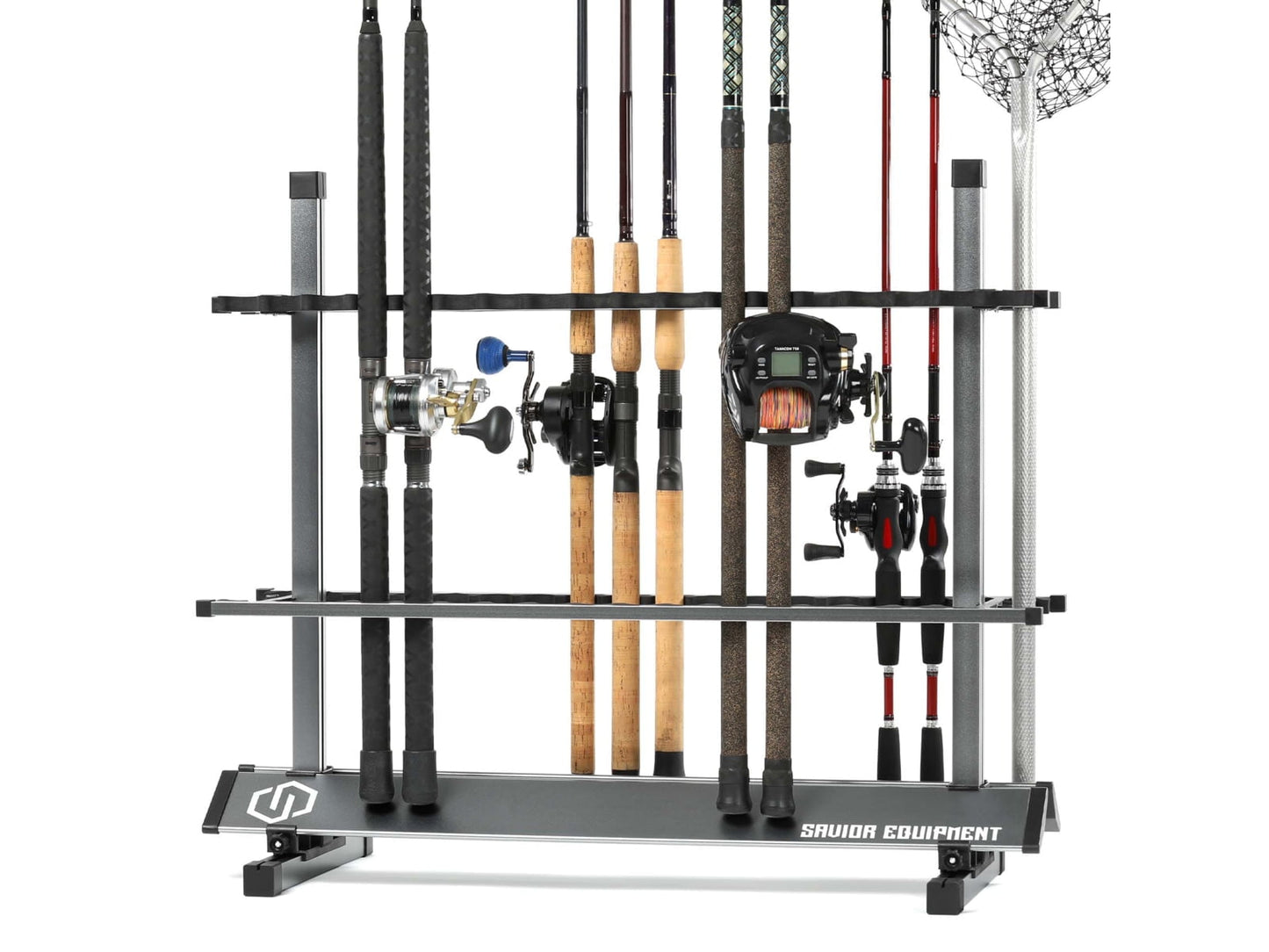 Savior Equipment Aluminum Fishing Rod Rack, 36 Slot, Gunmetal Grey, 35in x 30.25
