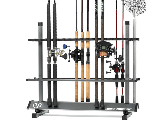 Savior Equipment Aluminum Fishing Rod Rack, 36 Slot, Gunmetal Grey, 35in x 30.25