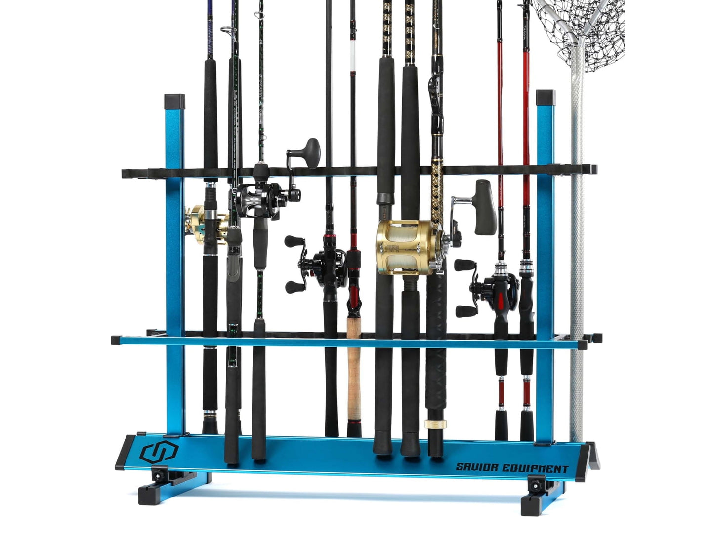 Savior Equipment Aluminum Fishing Rod Rack, 36 Slot, Ocean Blue, 35in x 30.25in