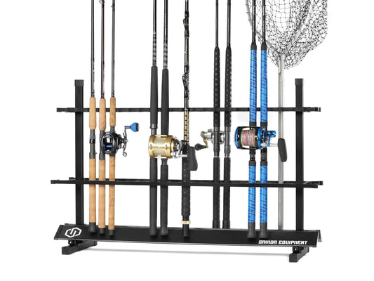 Savior Equipment Aluminum Fishing Rod Rack, 48 Slot, Carbon Black, 46.5in x 30.2