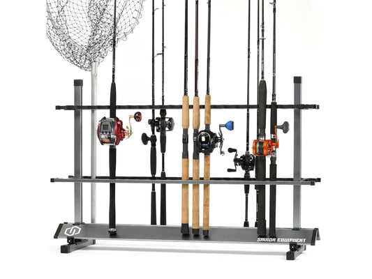 Savior Equipment Aluminum Fishing Rod Rack, 48 Slot, Gunmetal Grey, 46.5in x 30.