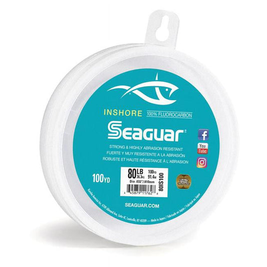 Seaguar InShore 100% Fluorocarbon Fishing Line 80lbs, 100yds Break Strength/Length - 80IS100