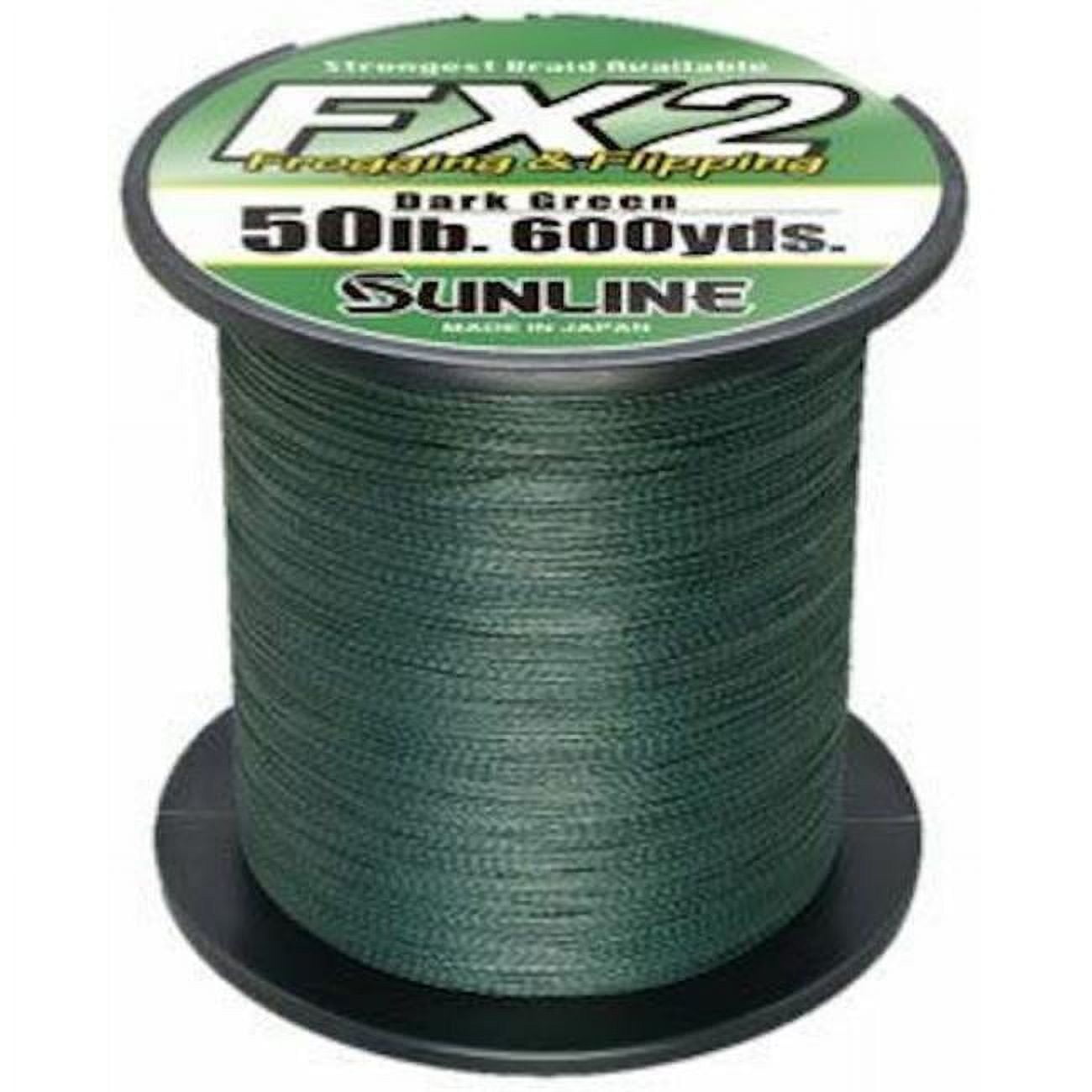 Sunline 63039864 50 lbs 600 Yards FX2 Braid Fishing Line, Dark Green