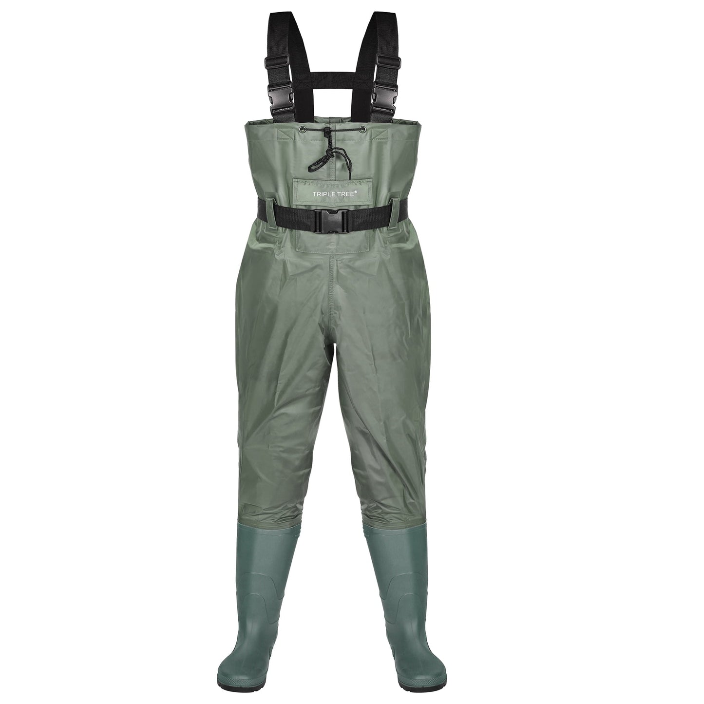 Triple Tree Chest Waders, Fishing Belt Hunting Waders with Non-Slip Boots Unisex, Two-ply Waterproof Nylon and PVC Boot foot Wader, Gene, Size 13