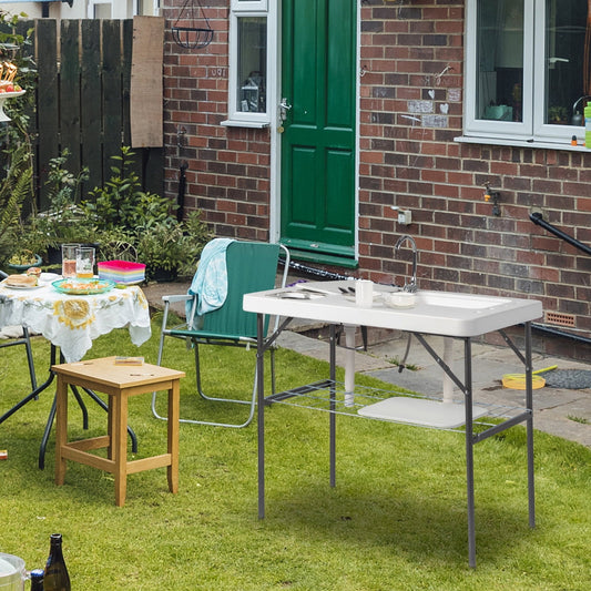 UBesGoo Portable Folding Table Fish Fillet Hunting Cleaning Cutting Camping Picnic with Sink Faucet