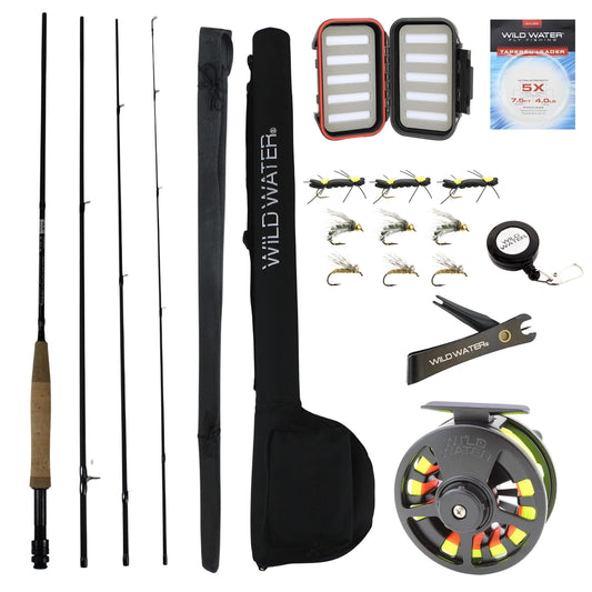 Wild Water Fly Fishing Starter Package 5/6 Wt, 9 Ft with Rod, Reel and Accessory