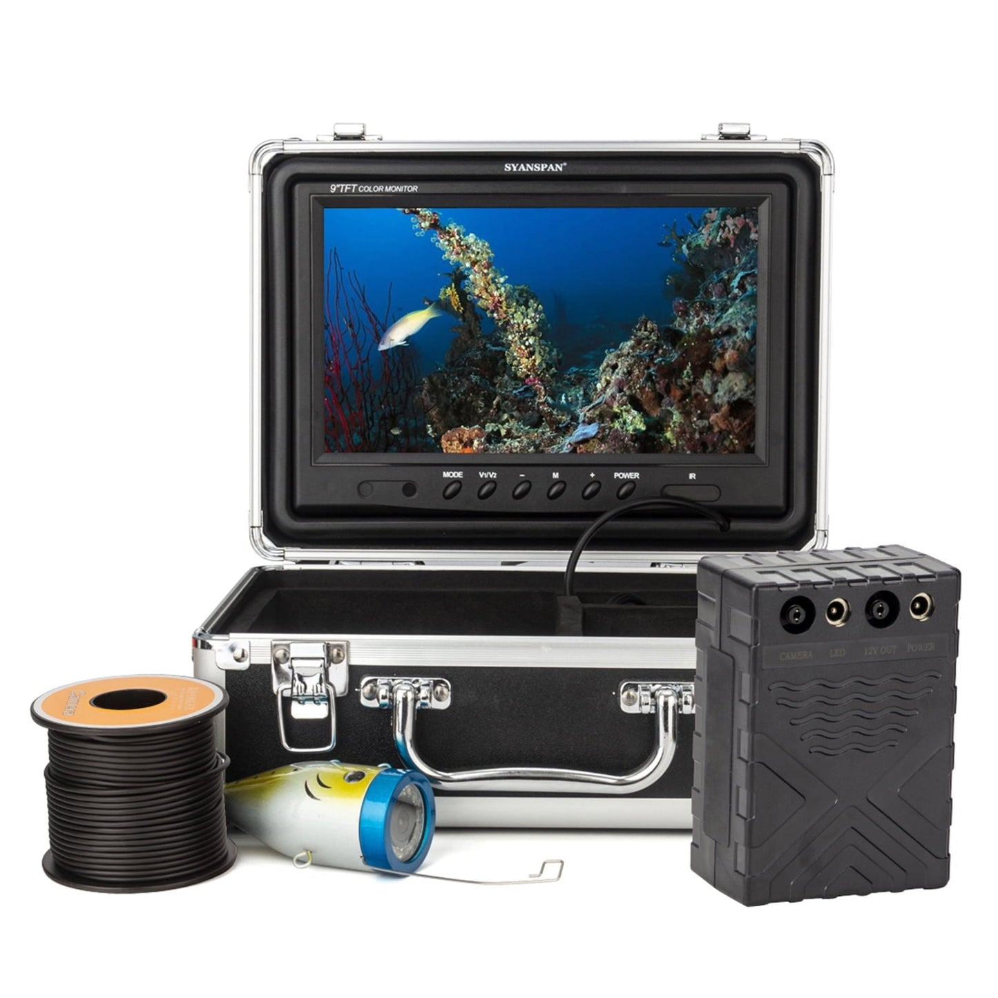 Yabuy Underwater Fishing Camera Fish Finder with 12LEDs 7Inch/9Inch LCD Display 15M/30M/50M Cable IP68 Waterproof for Sea Lake Boat Ice Fishing