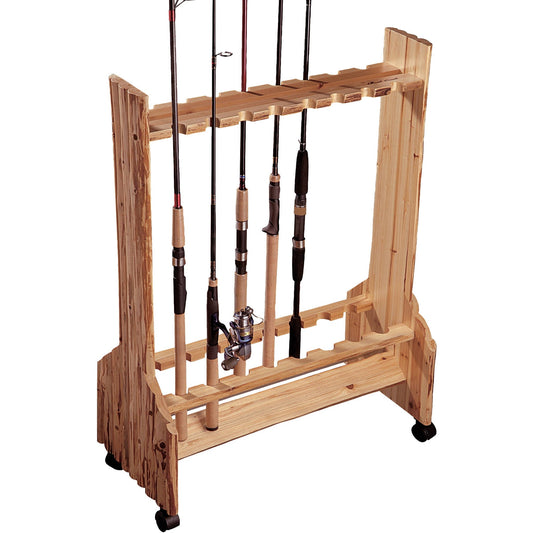 Rush Creek Creations Double Sided 16 Fishing Rod Rolling Storage Rack