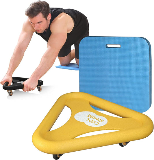 Cool Share Ab Roller Wheel,Abs Workout Equipment,Triangular Universal Ab Wheel for Abdominal & Core Strength Training,Exercise Wheels for Home Gym Fitness,Ab Machine with Knee Pad Accessories