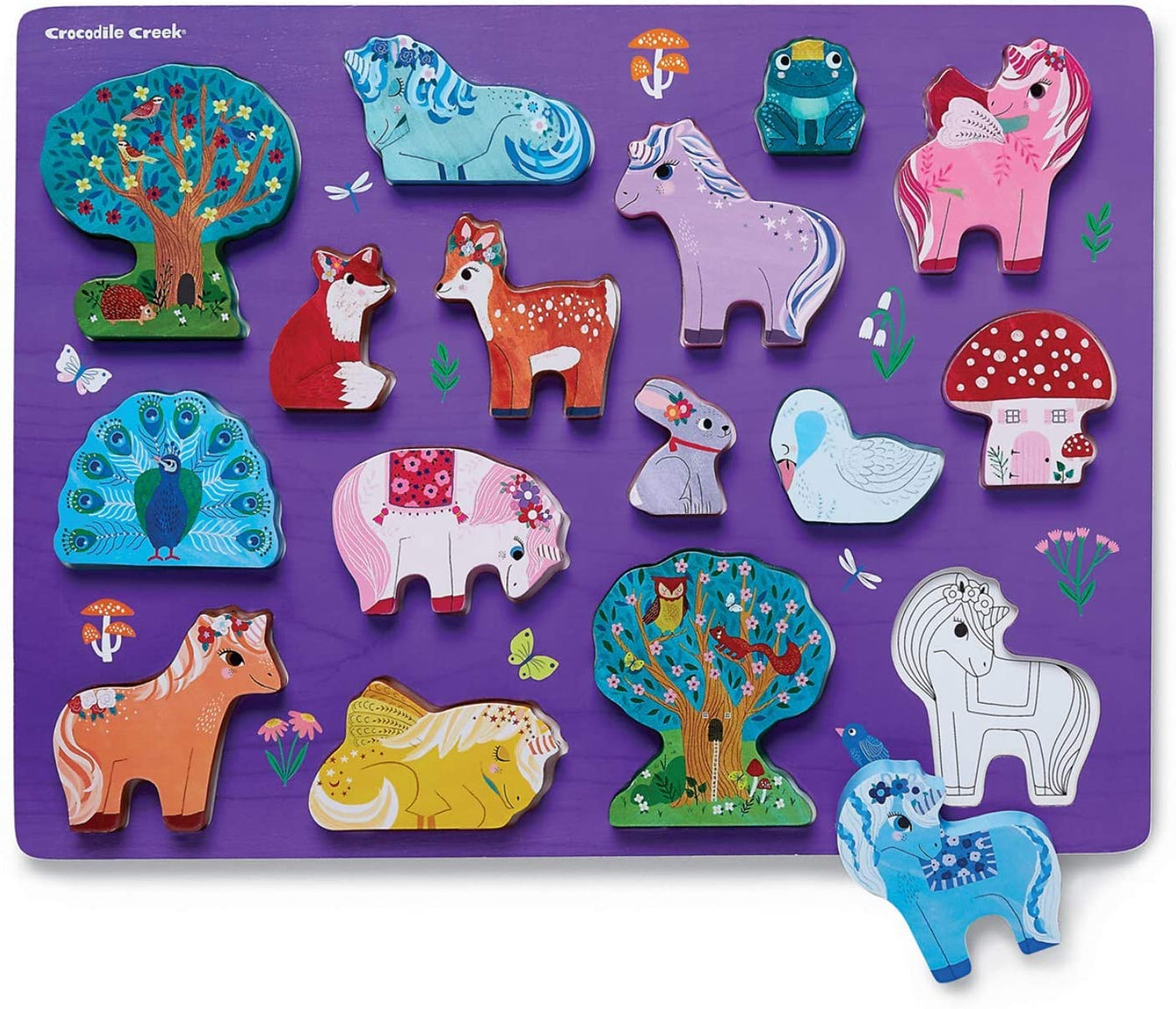 Crocodile Creek 16 piece Wood Puzzle | Unicorn Garden