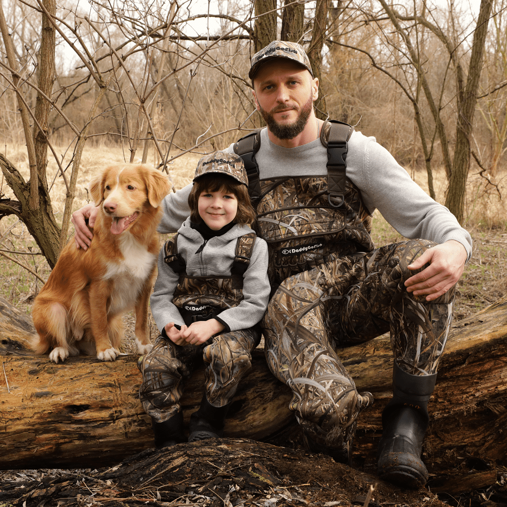 DaddyGoFish Neoprene Chest Waders for Kids and Adults | Waterproof BootFoot Waders | Fishing and Hunting Waders with a Camouflage Caps, and a Wader Hanger