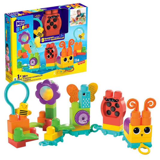 Mega Bloks Fisher-Price Sensory Toy Blocks Move N Groove Caterpillar (24 Pieces)