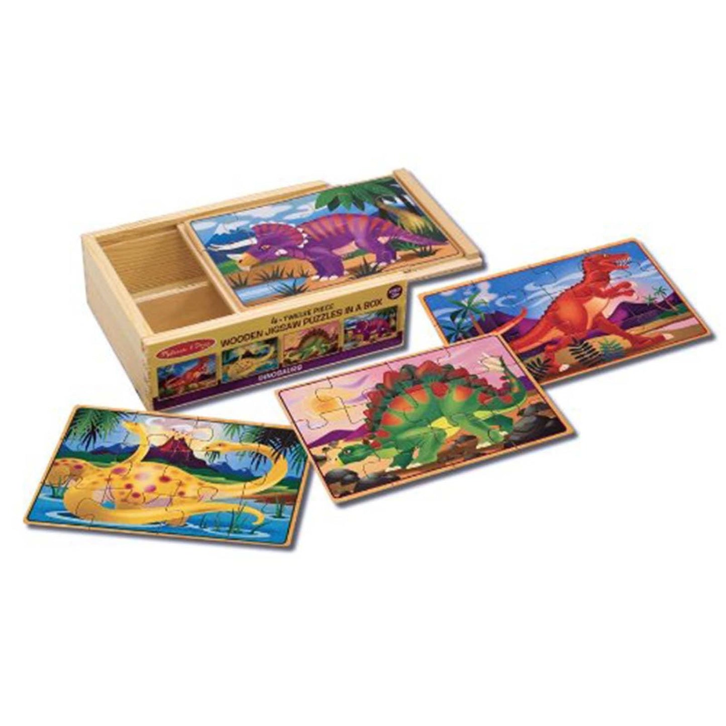 Melissa And Doug Dinosaurs 4 Twelve Piece Wooden Jigsaw Puzzles
