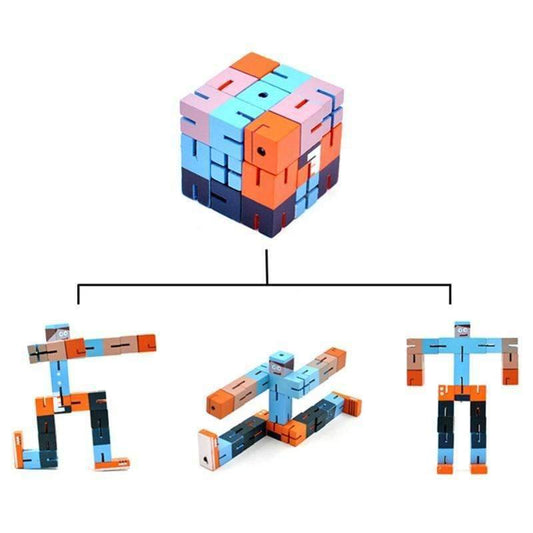 Robot Cube Wood Assembling Puzzle