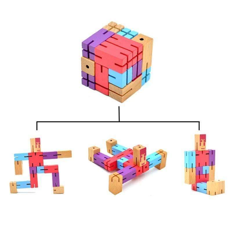 Robot Cube Wood Assembling Puzzle