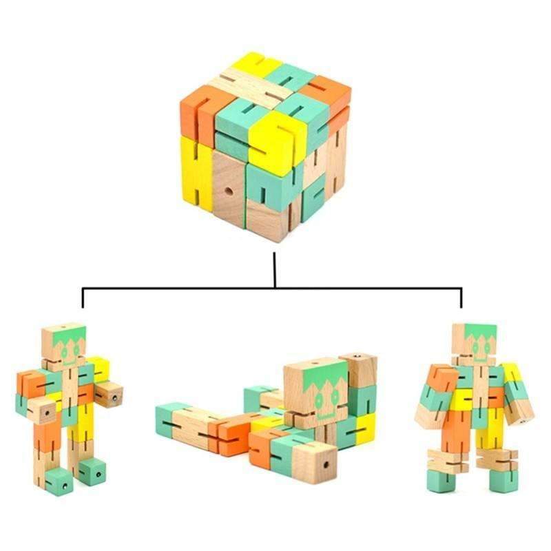 Robot Cube Wood Assembling Puzzle