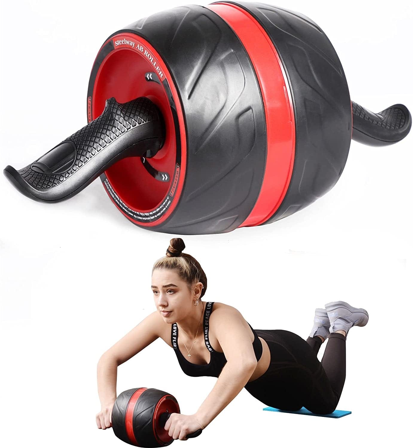 Steelway Ab Roller Wheel,Exercise Ab Wheel Roller Kit with Knee Pad,Ab Roller for Abs Workout, Ab Wheel Perfect Home Gym Equipment for Men Women